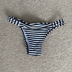 Striped ruched bikini bottom